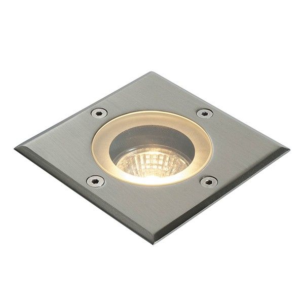 Netlighting Pillar Outdoor Square IP65 50W Polished Stainless Steel & Clear Glass in Grey