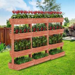 Kelvenix 4-Tier Wooden Raised Garden Bed Vertical Planter Box in Brown - Size: 100g - thumbnail 3