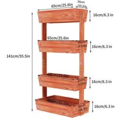 Kelvenix 4-Tier Wooden Raised Garden Bed Vertical Planter Box in Brown - Size: 100g - thumbnail 2
