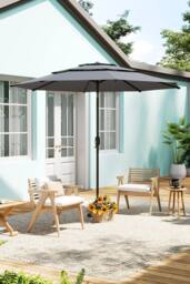 H&O Direct Outdoor Garden Muti-Tier Umbrella with Crank & Tilt（No Base） in Light Grey - thumbnail 1
