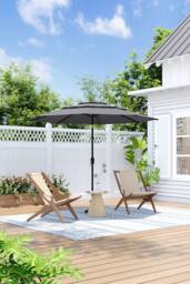 H&O Direct Outdoor Garden Muti-Tier Umbrella with Crank & Tilt（No Base） in Light Grey - thumbnail 2