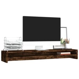 Berkfield Home Monitor Stand Smoked Oak 100x24x13 cm Engineered Wood in Brown - Size: 100 x 24 x 13 cm - thumbnail 3