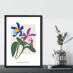 ARTZE Blue & Purple irises Flower Market Simplicity Framed Print SIZE: A4 with Black Frame in Mid Blue - thumbnail 2