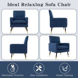 Kelvenix Accent Armchair for Living Room in Blue - Size: 0.6m2 - thumbnail 5