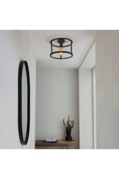 Netlighting Hopton Decorative Flush Ceiling Lamp Matt Black Glass in Clear - thumbnail 3