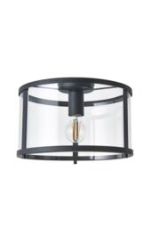 Netlighting Hopton Decorative Flush Ceiling Lamp Matt Black Glass in Clear - thumbnail 6