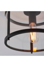 Netlighting Hopton Decorative Flush Ceiling Lamp Matt Black Glass in Clear - thumbnail 5