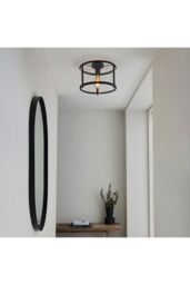 Netlighting Hopton Decorative Flush Ceiling Lamp Matt Black Glass in Clear - thumbnail 4