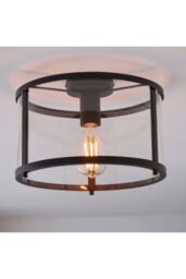 Netlighting Hopton Decorative Flush Ceiling Lamp Matt Black Glass in Clear - thumbnail 2