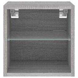 Berkfield Home TV Wall Cabinet with LED Lights Grey Sonoma 30x28.5x30 cm - thumbnail 8