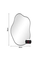 Living and Home Black Asymmetrical Art Deco Wall Mirror Irregular Metal Frame Makeup Mirror for Living Room Bedroom Bathroom, 50cm W x 85cm H - thumbnail 3