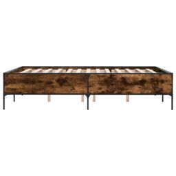 Berkfield Home Bed Frame without Mattress Smoked Oak 120x200 cm in Brown - Size: Small Double - thumbnail 5
