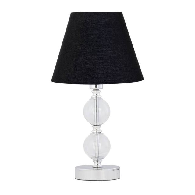 First Choice Lighting Chrome Two Ball Table Lamp with Black Shade in Silver - image 1