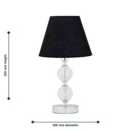 First Choice Lighting Chrome Two Ball Table Lamp with Black Shade in Silver - thumbnail 4