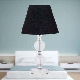 First Choice Lighting Chrome Two Ball Table Lamp with Black Shade in Silver - thumbnail 3