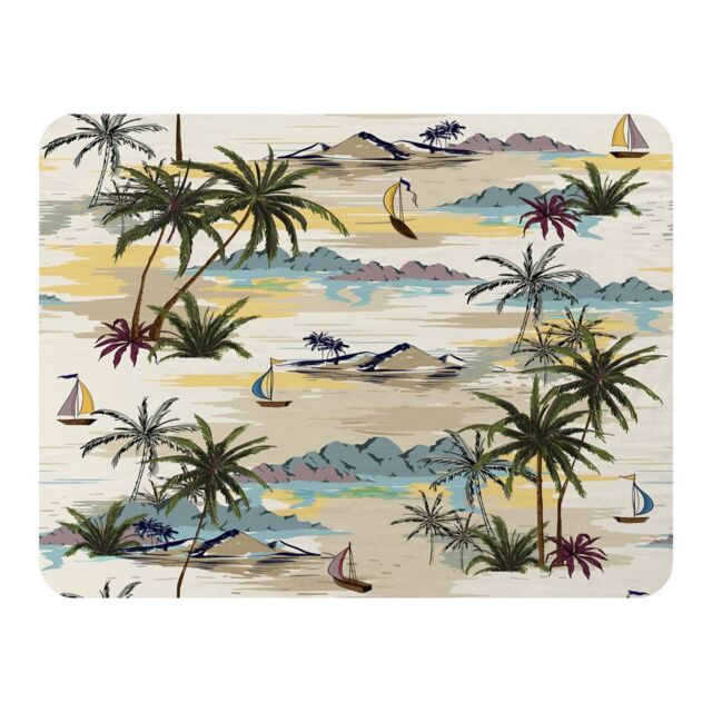 Benjamin Tate Design Palm & Sailboats Blanket in Natural - Size: 120 cm x 150 cm - image 1