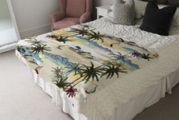 Benjamin Tate Design Palm & Sailboats Blanket in Natural - Size: 120 cm x 150 cm - thumbnail 3