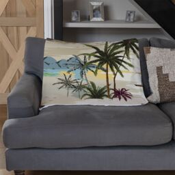 Benjamin Tate Design Palm & Sailboats Blanket in Natural - Size: 120 cm x 150 cm - thumbnail 2