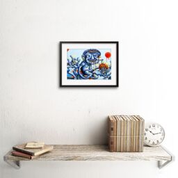 "Artery8 Wall Art Print Graffiti Weird Guy Eating Framed in Black - Size: W7"" x H9""" - thumbnail 2