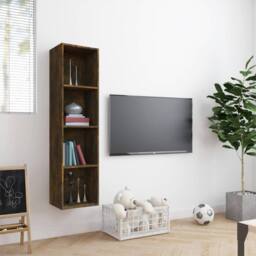 Berkfield Home Classic Book Cabinet/TV Cabinet Smoked Oak 143x30x36cm Engineered Wood in Brown - Size: 143 x 30 x 36 cm - thumbnail 1