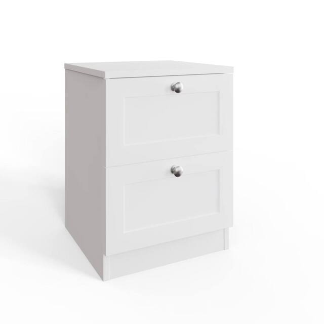 FWStyle White 2 Drawer Bedside Table Chest Panelled Bedroom Furniture - image 1