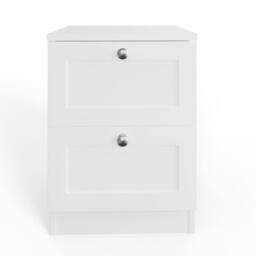 FWStyle White 2 Drawer Bedside Table Chest Panelled Bedroom Furniture - thumbnail 2