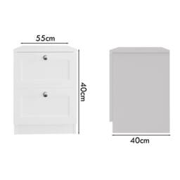 FWStyle White 2 Drawer Bedside Table Chest Panelled Bedroom Furniture - thumbnail 5