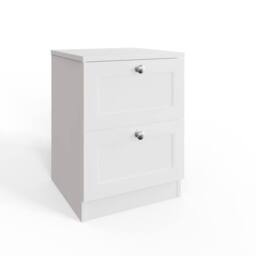 FWStyle White 2 Drawer Bedside Table Chest Panelled Bedroom Furniture - thumbnail 1