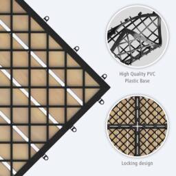 Gymax 10-Piece 30cm x 30cm Wooden Tiles Cuttable Interlocking Deck Floor Tile in Light Khaki - Size: 10 Pack - thumbnail 6