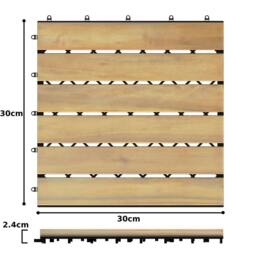 Gymax 10-Piece 30cm x 30cm Wooden Tiles Cuttable Interlocking Deck Floor Tile in Light Khaki - Size: 10 Pack - thumbnail 7