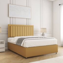 "BSSPOKE Zarah Divan Bed Set Plush Velvet 24"" Headboard No Drawers No Mattress in Mustard - Size: Super King" - thumbnail 3