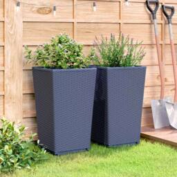 Berkfield Home Garden Planters 2 pcs Blue Grey 32.5x32.5x57 cm PP in Dark Blue - thumbnail 1