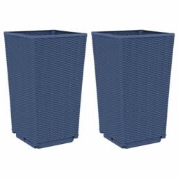 Berkfield Home Garden Planters 2 pcs Blue Grey 32.5x32.5x57 cm PP in Dark Blue - thumbnail 3