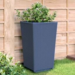 Berkfield Home Garden Planters 2 pcs Blue Grey 32.5x32.5x57 cm PP in Dark Blue - thumbnail 2