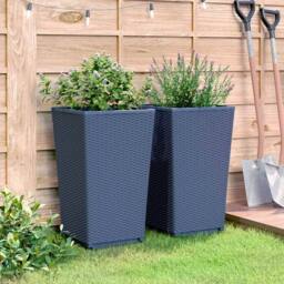 Berkfield Home Garden Planters 2 pcs Blue Grey 32.5x32.5x57 cm PP in Dark Blue - thumbnail 4