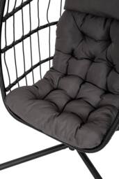 Living and Home Hanging Chair with Stand and Cushion for Indoor and Outdoor in Black - thumbnail 5