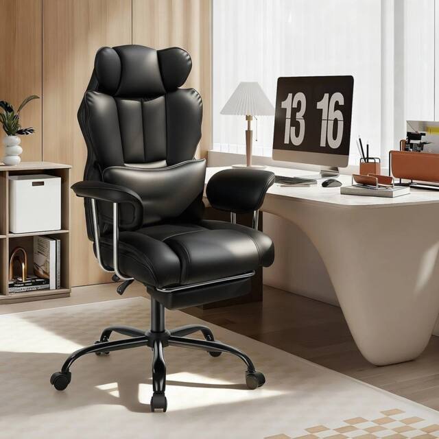 NESTLUNE Black Heavy Duty Executive Desk Chair High Back Office Chair - Size: 100 cm x 15 cm - image 1