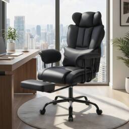 NESTLUNE Black Heavy Duty Executive Desk Chair High Back Office Chair - Size: 100 cm x 15 cm - thumbnail 2