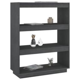 Berkfield Home Beautiful Book Cabinet/Room Divider Grey 80x35x103 cm Solid Pinewood - Size: 80 x 35 x 103 cm - thumbnail 4