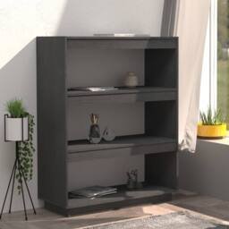 Berkfield Home Beautiful Book Cabinet/Room Divider Grey 80x35x103 cm Solid Pinewood - Size: 80 x 35 x 103 cm - thumbnail 1