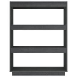Berkfield Home Beautiful Book Cabinet/Room Divider Grey 80x35x103 cm Solid Pinewood - Size: 80 x 35 x 103 cm - thumbnail 5