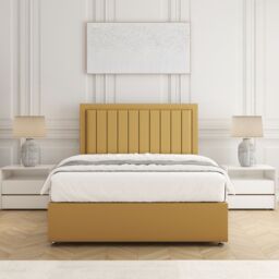 "BSSPOKE Zarah Divan Bed Plush Velvet 24""Headboard 2Drawers Footend No Mattress in Mustard - Size: Double" - thumbnail 3