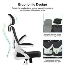 Kelvenix High Back Mesh Office Chair White/Black in Black - Size: 0.6m2 - thumbnail 5