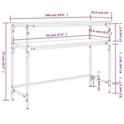 Berkfield Home Console Table Smoked Oak 100x35.5x75 cm Engineered Wood in Brown - thumbnail 9