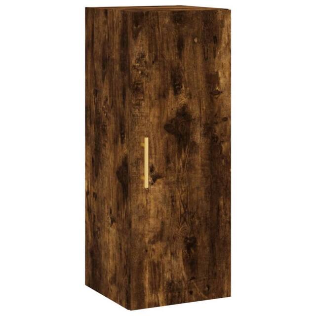 Berkfield Home Wall Mounted Cabinet Smoked Oak 34.5x34x90 cm in Brown - image 1