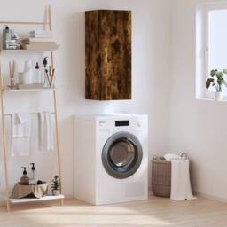 Berkfield Home Wall Mounted Cabinet Smoked Oak 34.5x34x90 cm in Brown - thumbnail 2