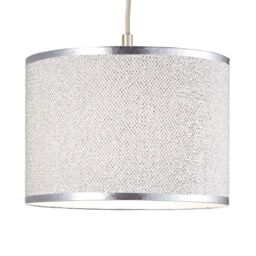 Happy Homewares Modern & Designer Mini Diamond Glitter Fabric Lamp Shade 25cm Wide in Silver - Size: 10 inches - thumbnail 2