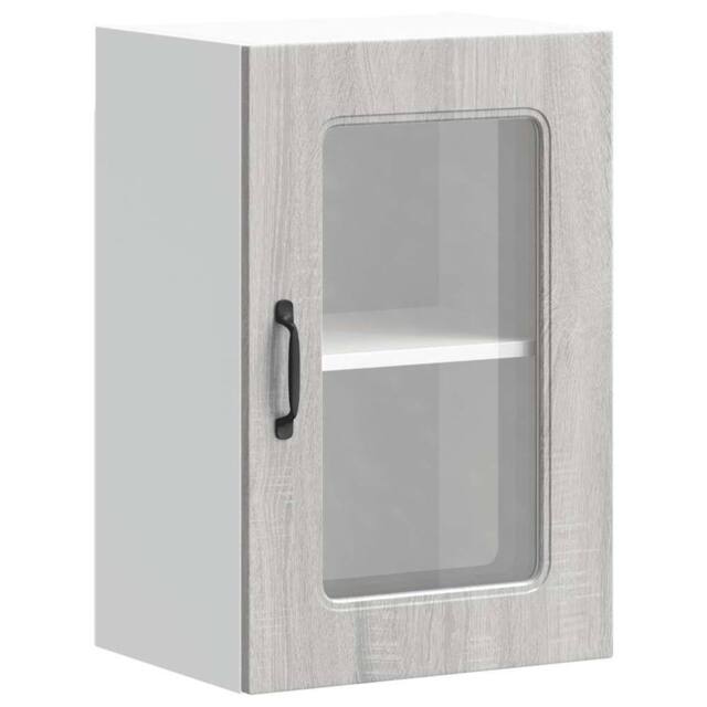Berkfield Home Kitchen Wall Cabinet with Glass Door Kalmar Concrete Grey Wood - image 1