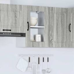 Berkfield Home Kitchen Wall Cabinet with Glass Door Kalmar Concrete Grey Wood - thumbnail 4
