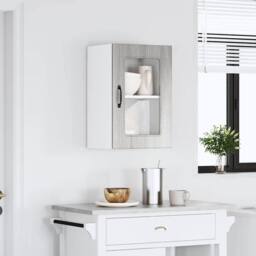 Berkfield Home Kitchen Wall Cabinet with Glass Door Kalmar Concrete Grey Wood - thumbnail 3
